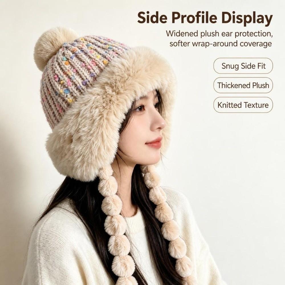 Fleece Lined Stretchy Knitted Hat Soft Ear Protection Hat Fashion Colored Beans Beanie Cap Outdoor
