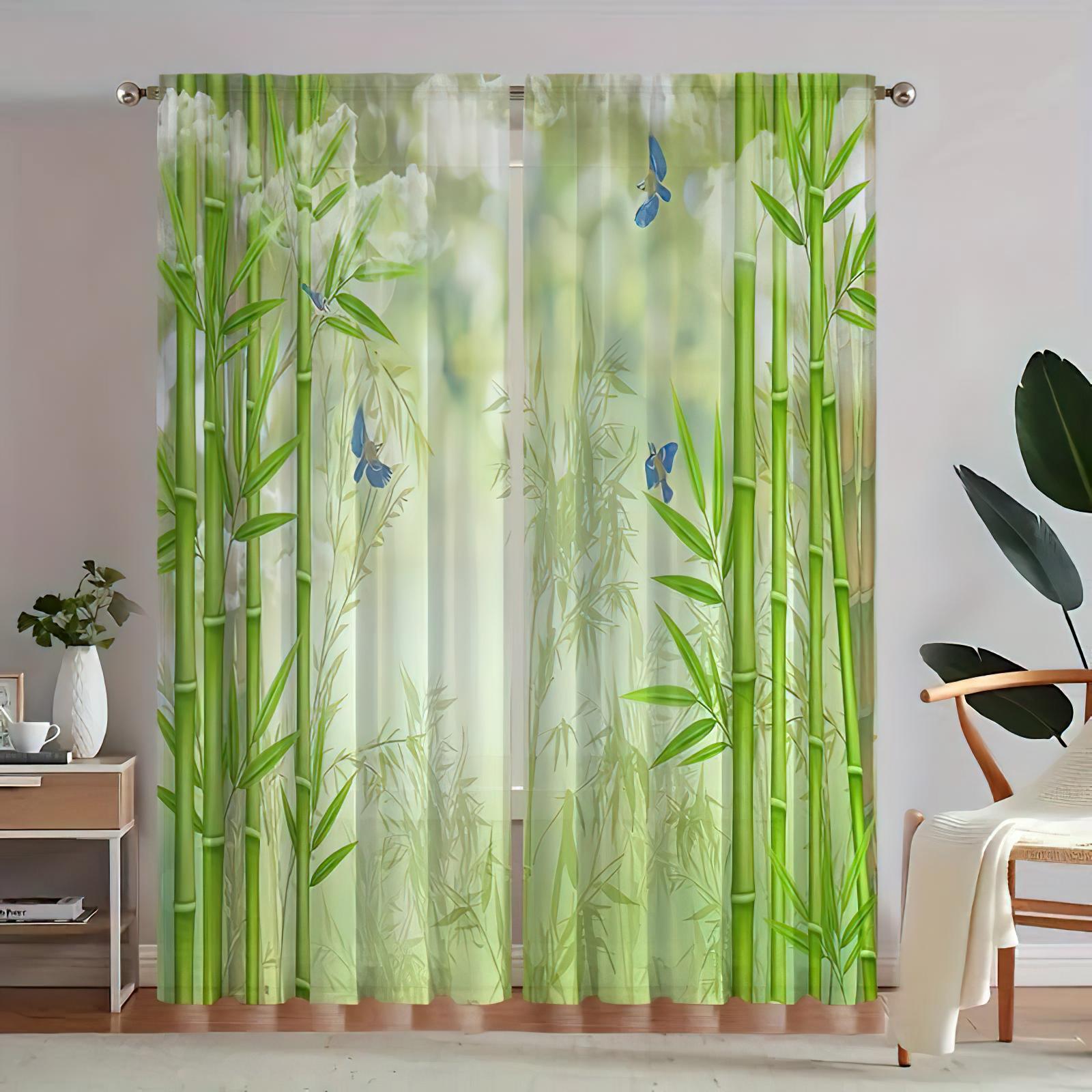 

Тропическая растительность зеленые шторы цифровая печать карниз карманные шторы для гостиной спальни украшение дома 2 шт W50xH140(CM)x2PCS&Rod pocket