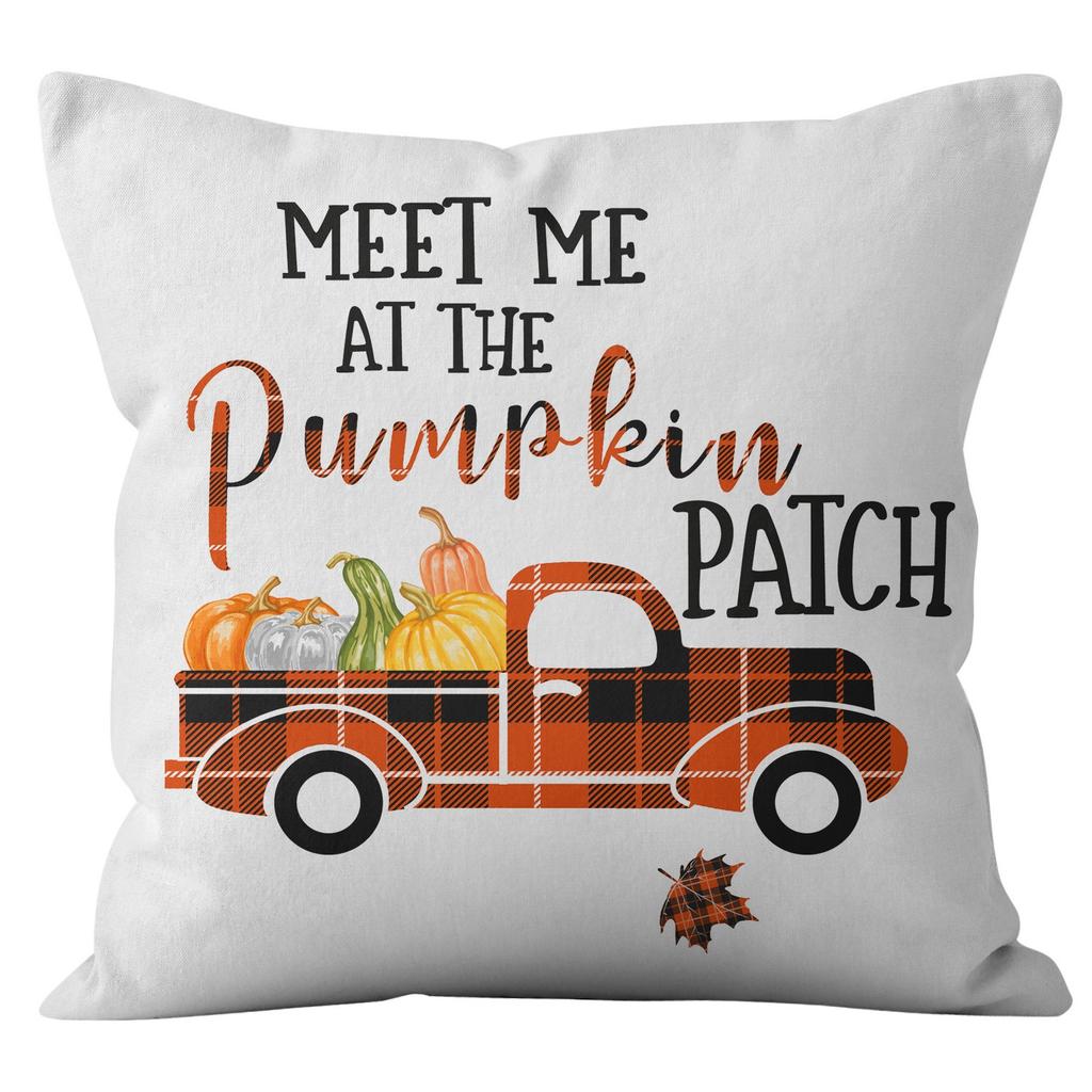 New Thanksgiving Pumpkin Plaid Pillow Cover Holiday Home Decoration Cushion Cushion Cover Home