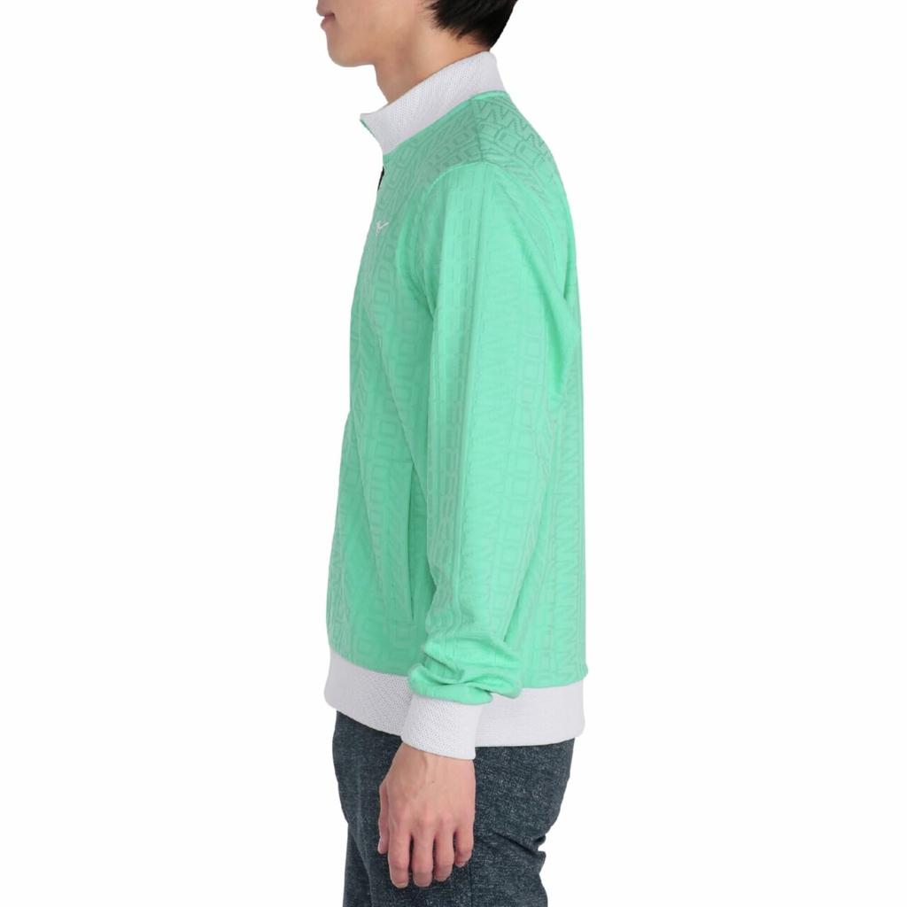 Mizuno Men's Golf Wear, Logo Jacquard, Long Sleeve, Full Zip-Up Blouson Jacket, UV Protection, Easy To Move In, Mint Green (E2MCC001)