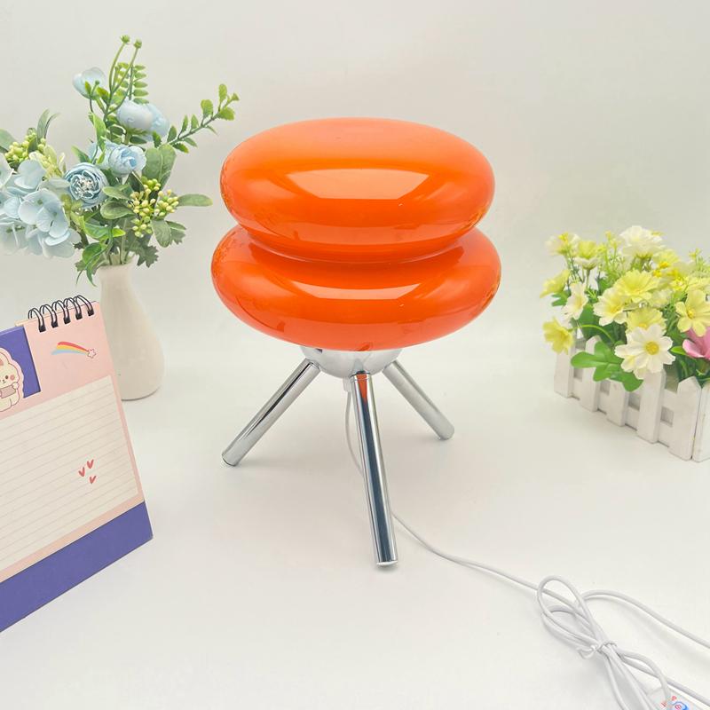 

Итальянская стеклянная настольная лампа трехцветная затемняющая лампа для украшения дома гостиная атмосфера ночник для девочки спальня прикроватный декор USB Plug оранжевый