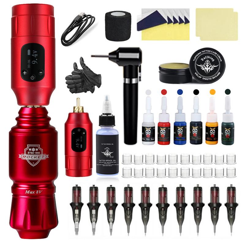 Dual Battery Wireless Tattoo Pen Tattoo Machine Set All-in-one Machine Long-lasting Battery Life Adjustable Stroke Tattoo Equipment