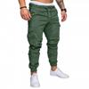 Men's Spring and Autumn Long Pants Fashion Casual Drawstring Elastic Pants Solid Trousers with Pockets