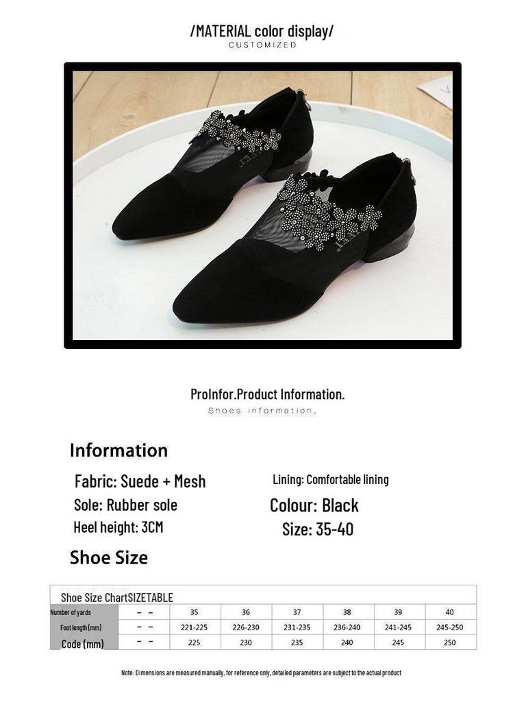 2022 Frühling Mode Klobiger Absatz Spitzzehen Strass Mesh Stiefel mit Floraler Applikation