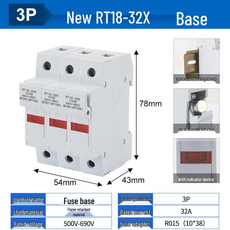 RT18-32X/63X DIN Rail Fuse Base 1P-4P R015/R016