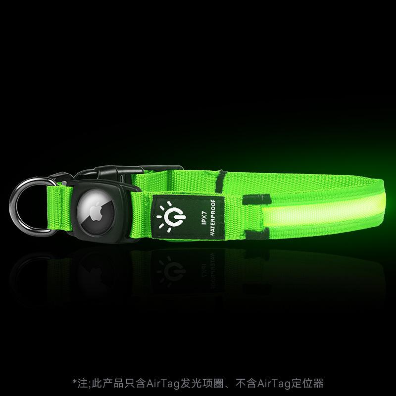 Rechargeable LED Light-emitting Pet Protective Collar with Airtag for Dog Loss Prevention and Tracking, Waterproof