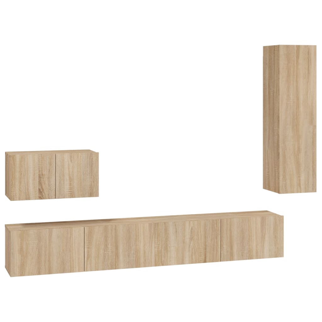 4 piece TV Cabinet Set Sonoma Oak Effect Particleboard