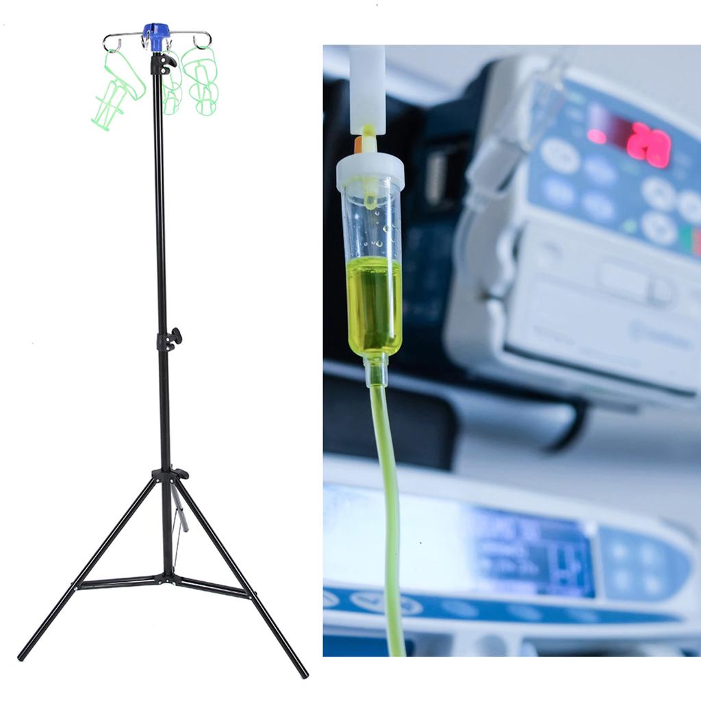 Portable IV Pole Drip Bag Stand Intravenous Foldable Pole Stand for Clinic Home Care