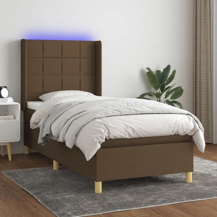 VidaXL Sommier à Lattes de Lit avec Matelas et LED, Lit Rembourré, Lit Simple, Lit Adulte de Chambre à Coucher Intérieur, 3138848