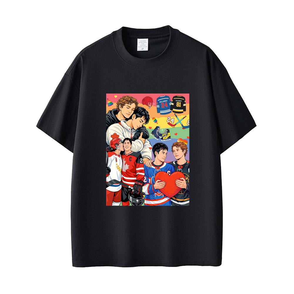 Heated Rivalry Shane Hollander Ilya Rozanov Print Tshirt Men Women Oversized Crewneck T Shirts Male Fashion Vintage Streetwear