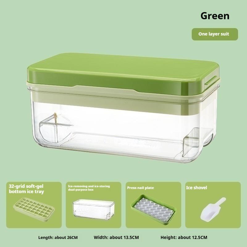 

Форма для кубиков льда с крышкой и контейнером, формы для льда для морозильной камеры, формы для кубиков льда для морозильной камеры с 2 формами, крышка контейнера и лопатка для льда, без BPA