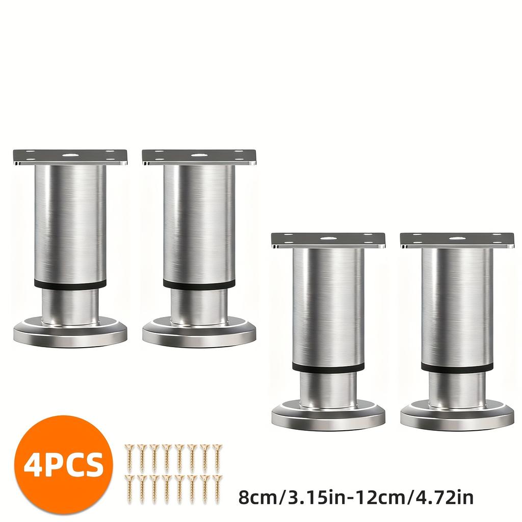 4er-Pack Edelstahl-Möbelfüße, Höhenverstellbar, Geeignet für Schränke, Sofas, Betten und Verschiedene Möbeltypen