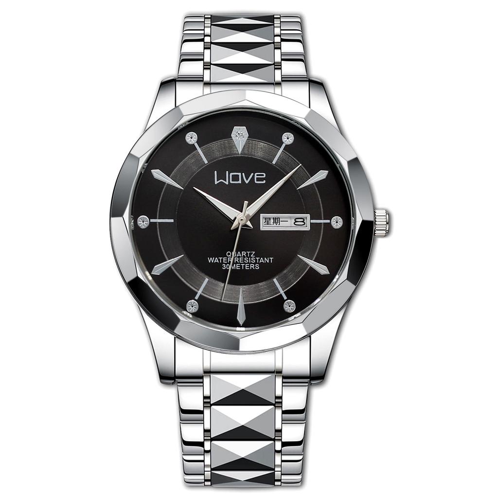 Watch Couple, Simple Quartz Watch, Double Calendar Week Business Watch Watch Men'S Luminous Light
