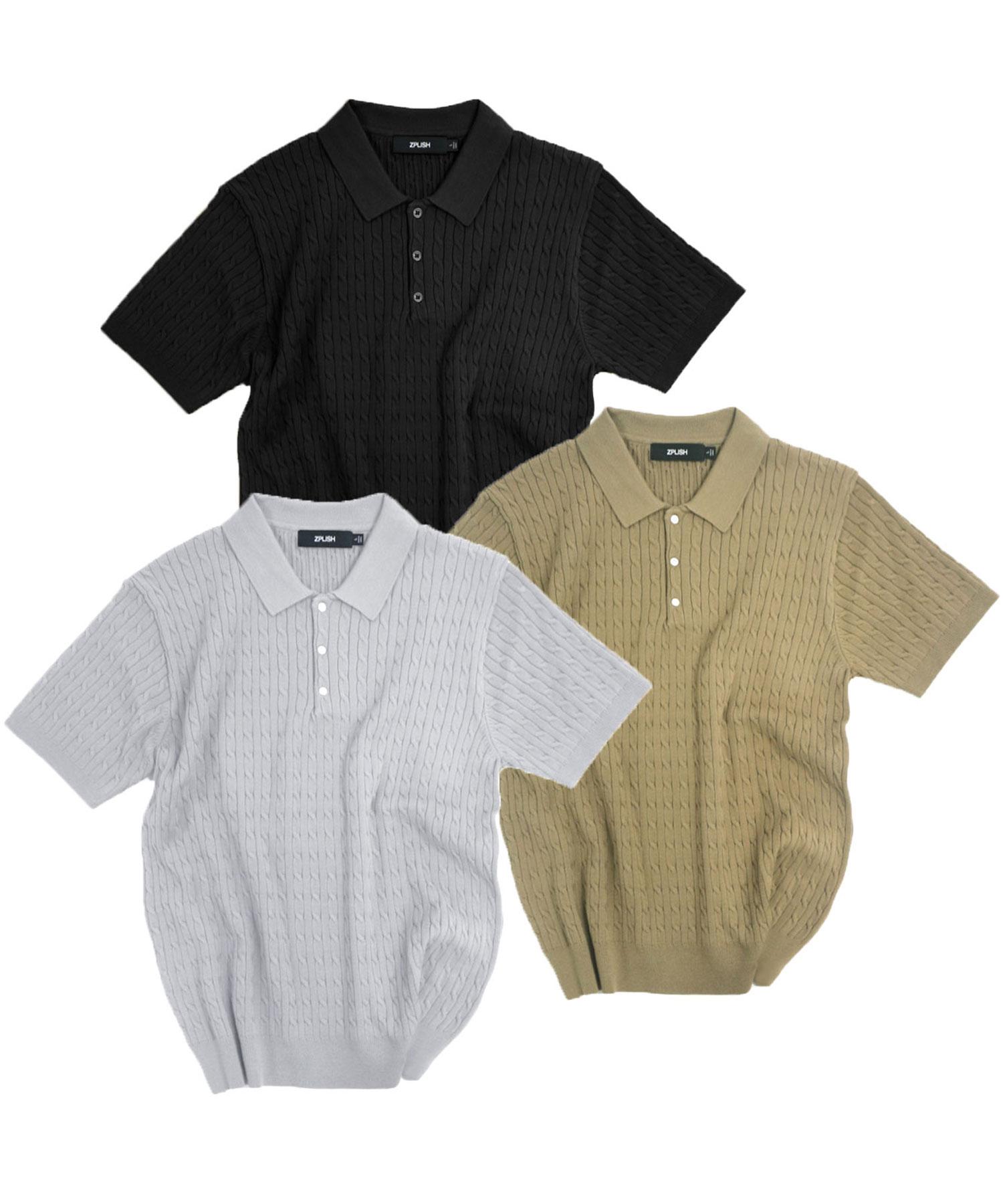 Collared Cable Half Knit Reference/Gy-L