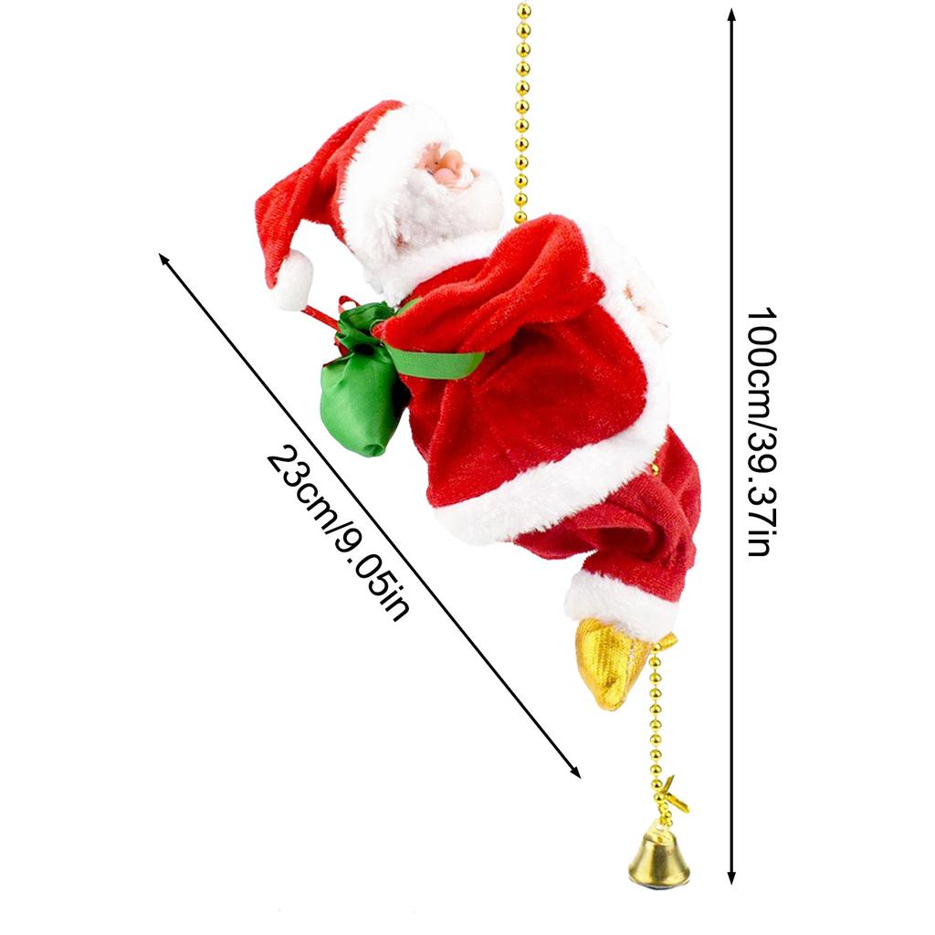 Climbing Santa Christmas Toy with Music Auto Up Down Movement Christmas Tree Decoration Hanging Ornament 1M Bead Chain