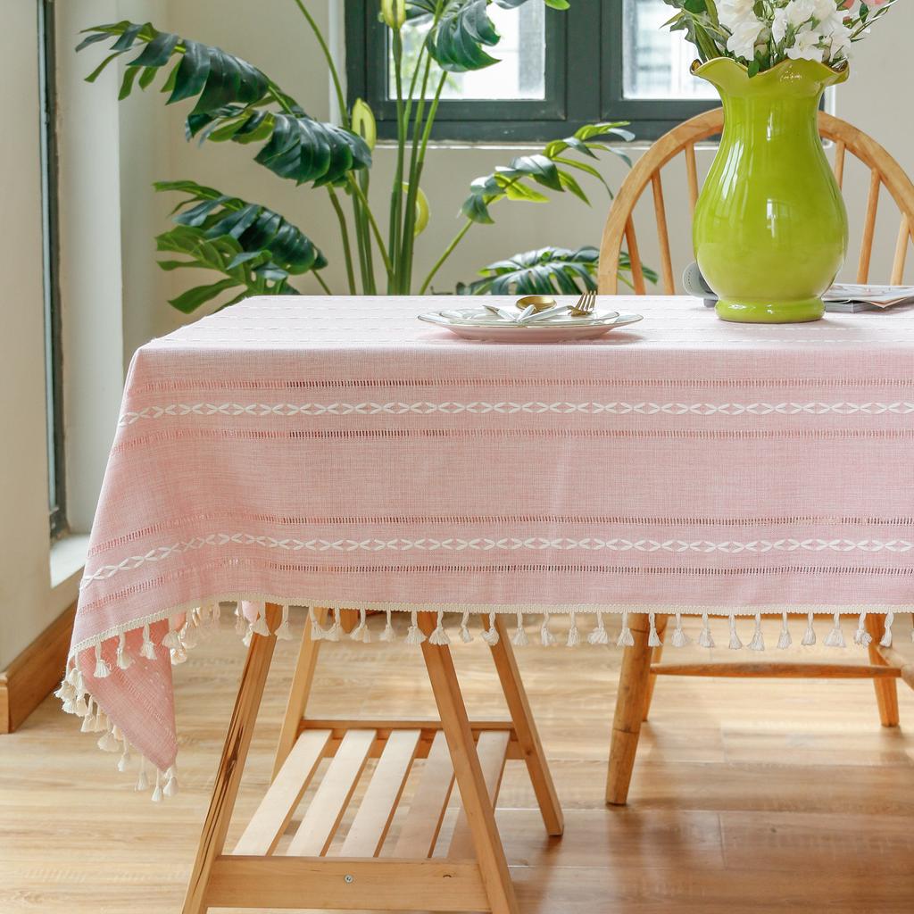 Hollow-Carved Jacquard Weave Tablecloth,Rectangle Dust-Proof Table Cover,For  Kitchen Dinner Party Tabletop Decoration