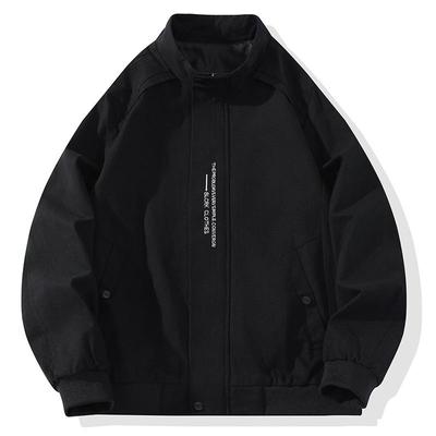 Herbst und Winter Neue Herren Koreanischer Stil Buchstabenbestickt Stehkragen Locker Übergröße Reine Baumwolle Jacke Trendige Partner Vielseitige Jacke