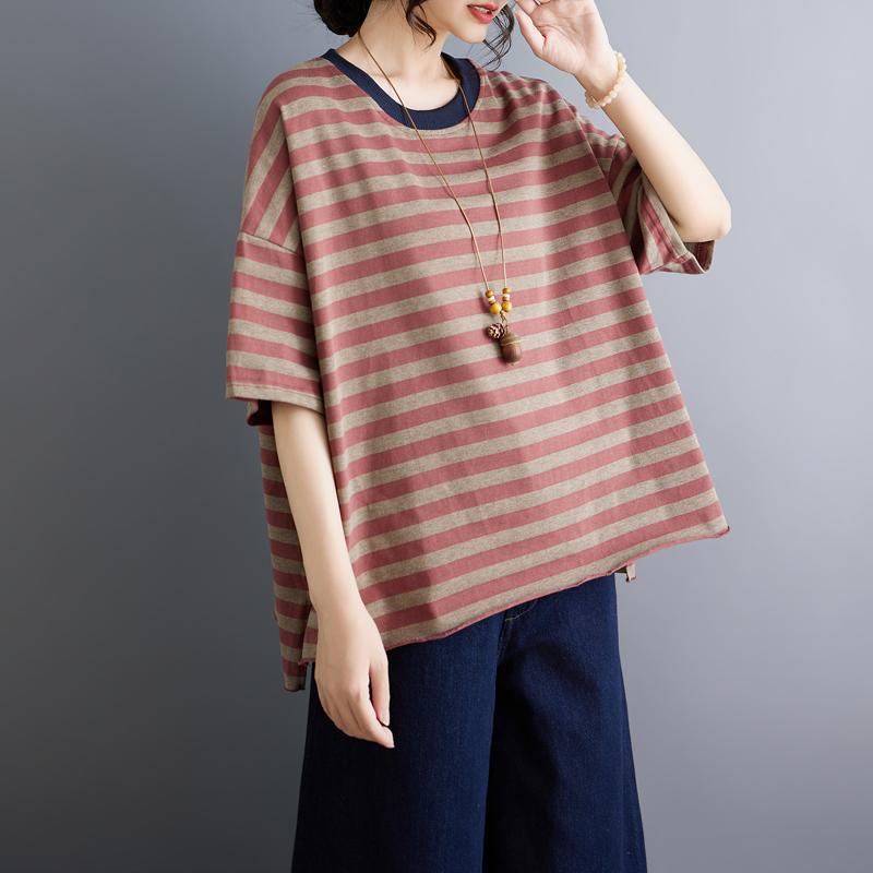 DIMANAF 2026 Summer Women Plus Size New Blouse Tees Shirt Vintage Print Short Sleeve Cotton Casual Loose Lady Tops