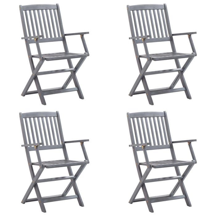 VidaXL Chaises pliables d'extérieur 4 pcs avec coussins Bois d'acacia