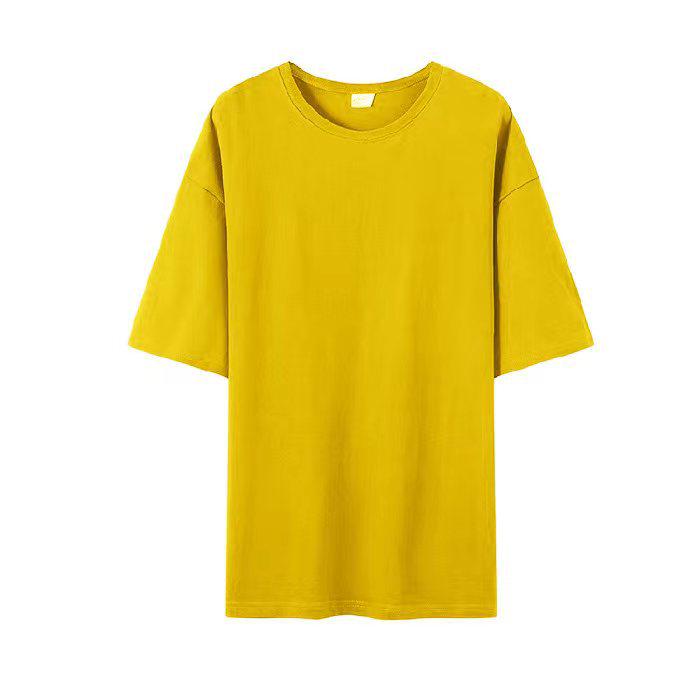 

GYUIAKECOOL Женская футболка с коротким рукавом из 100% хлопка плотной вязки - Однотонный летний топ L жёлтый