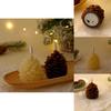 Elegant Brown And Beige Flameless Pinecone Candles For Festive Holiday Decor