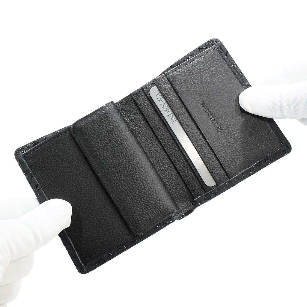 Inden Leather Billfold Black with Black Dragonfly [Inden-ya] Bi-fold Wallet, Z, Thin, Compact, Deerskin, Lacquer, Pattern, 2013-01-008