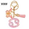Lightweight Keychain Pendant, The Zodiac Charm with Butterfly Durable Tassel, Metal Keyring for Handbag Backpack Bag Pendant Small