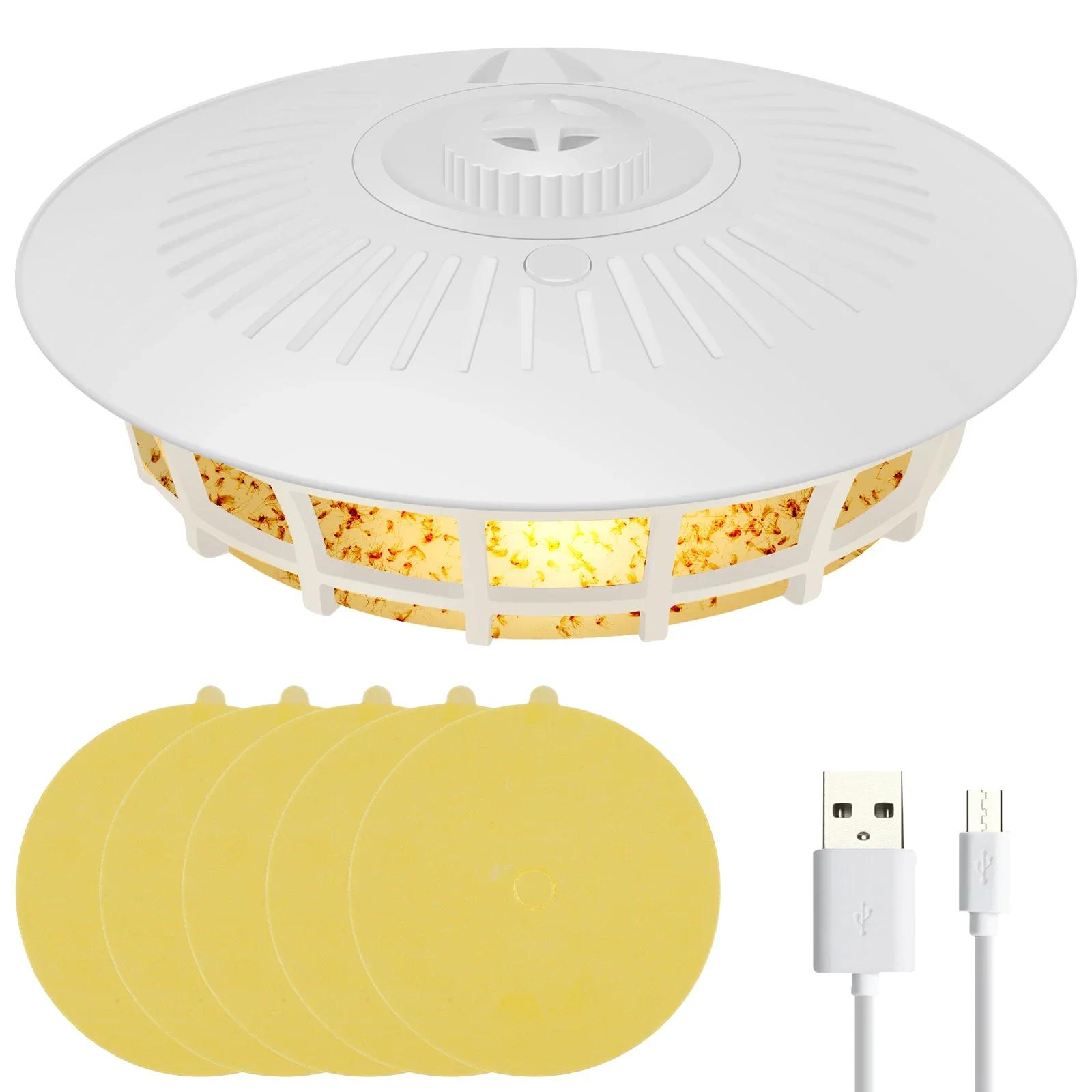 

Светодиодные ловушки для блох с 5 липкими подушечками для блох, USB, 4 режима освещения, электрическая комнатная лампа-ловушка для блох, тараканов, комаров