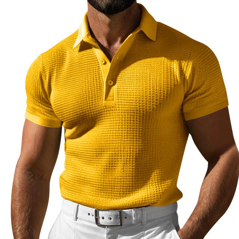 

Men s Single Breasted Collared Shirt Casual Sports Short Sleeved Shirt XL жовтий