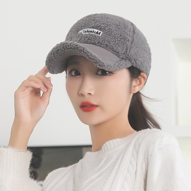 

Women s Teddy Fleece Duckbill Cap: Warm Lambswool Suede Hat with Embroidery for Autumn & Winter Fashion Adjustable