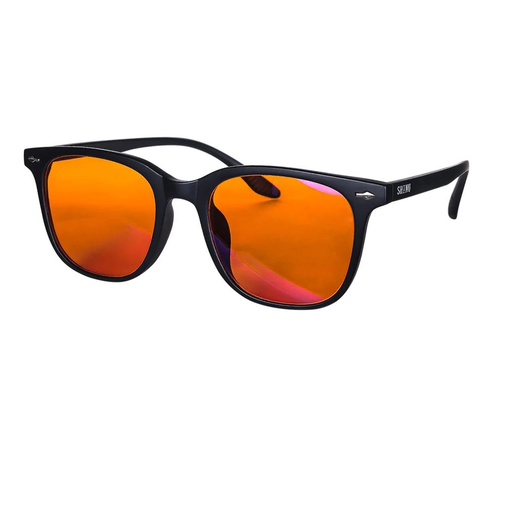 SHINU blue light blocking computer glasses red lens for better sleep orange lens for long time gaming rest glasses for men women