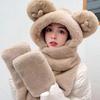 Cute capybara hat scarf gloves integrated women's winter windproof warm plush three-piece hat
