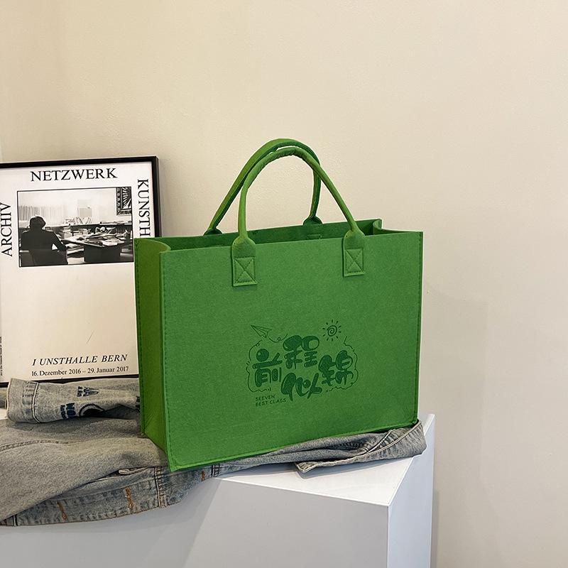 Eco-Friendly Logo Print Large Capacity Felt Tote Bag with Pattern