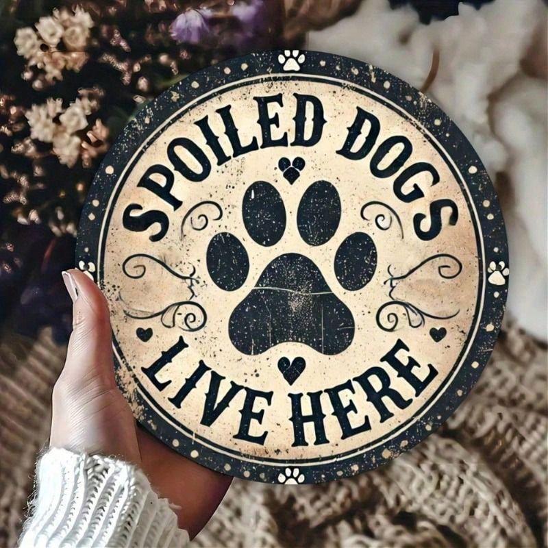 

Vintage Metal Poster Pet Dog Lives Here 20x20 cm Wall Decor Home