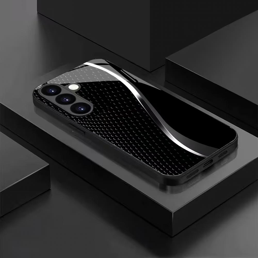 High end line black glass phone case suitable for Samsung Galaxy S26 S25 S24 S23 S22 S20 FE/Ultra/Plus shockproof back cover
