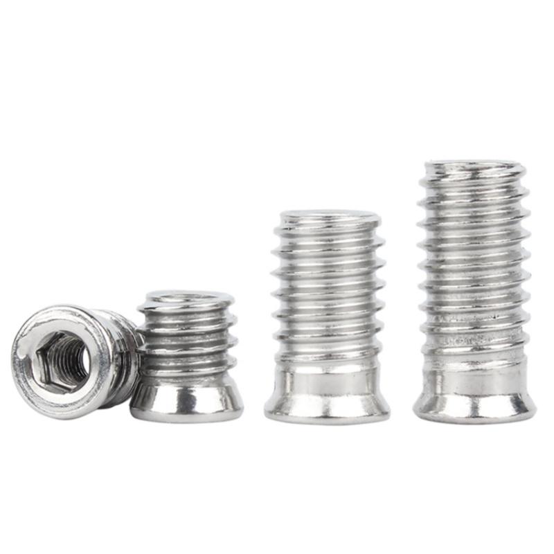 M4 M5 M6 M8 304 Stianless Steel Hex Socket Drive Insert Nuts Threaded For Wood Furniture