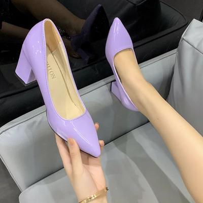 Λουστρίνι PU Woman Pumps 10cm Τετράγωνα Τακούνια Sexy Party Μυτερά Πολυτελή γυναικεία παπούτσια Super Big Size 35-43