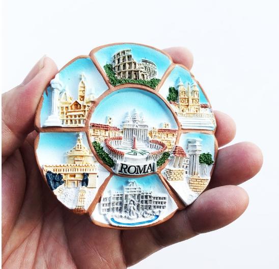 Rome City Vatican Travel Souvenirs Refrigerator Magnet Sticker Label Magnetic Tiles Hand-painted Resin Gifts Home Supplies