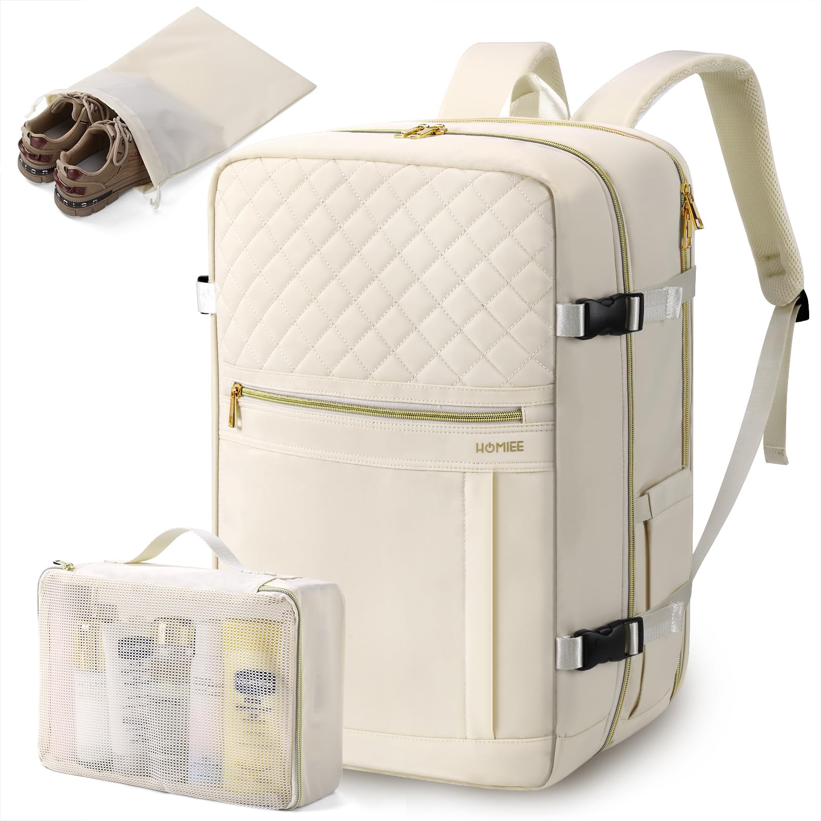 

HOMIEE 40L Large Capacity Travel Backpack for Business and Fits A4 Includes USB Perfect for or Day Gifts Women s Travel, Carry-On Fit, 15.6-inch білий