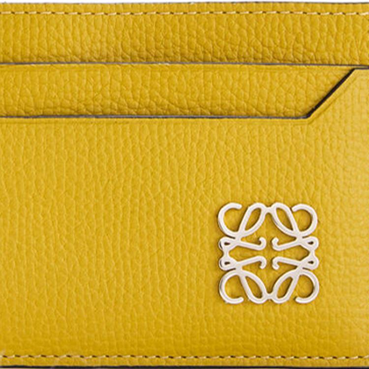 Loewe Anagram Series Pebbled Calfskin Solid Color Card Holder Women Accessories Ochre-Yellow C821075X01-8110