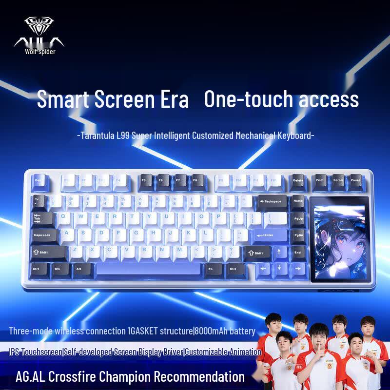 AULA L99 Tri-Mode Wireless Custom Mechanical Keyboard with Smart Screen