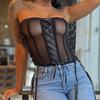 Vest Tops For Women Sexy See Through  Bustier Corset Strapless  Crop Tops  Boned Corset Sexy Tube Top Perspective Style