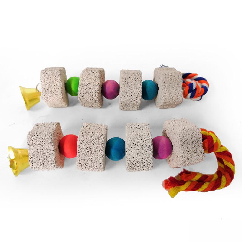 Papagei Kalziumergänzung Mineralfutter Schnur Vogel Schnabel Schleifstein Kauspielzeug mit Glocke für