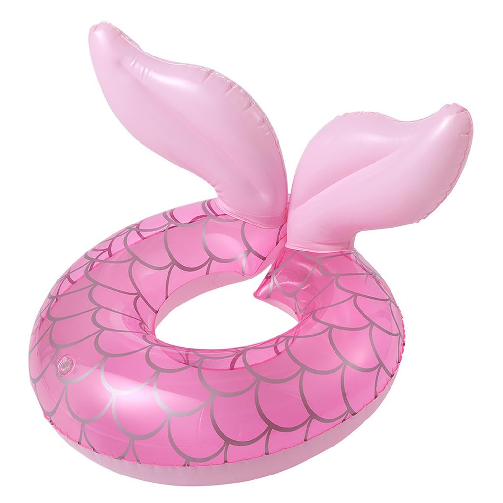 Inflatable Float Swim Rings PVC Thickened Pink Fish Tail Shape Pool Float Tube Ring for 3 to 8 Years Old