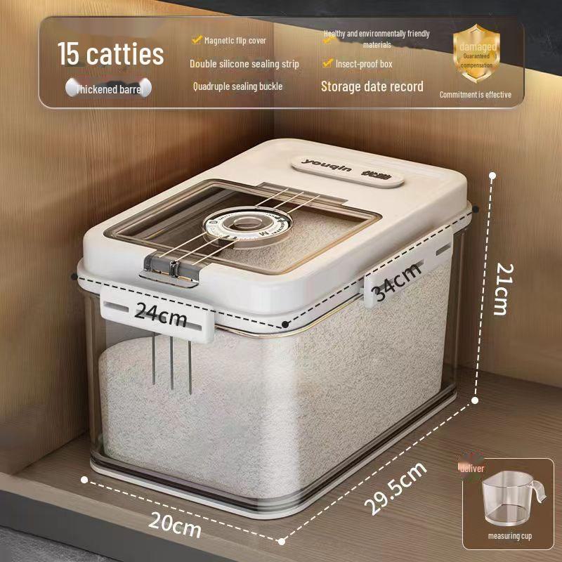 Vegetarian Rice Container - 20 Lb Capacity, Food-Grade, Moisture-Proof, Insect-Resistant Storage for Rice and Noodles.