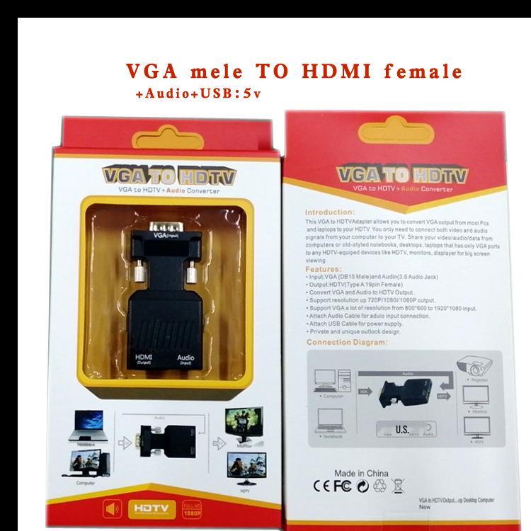 VGA to HDMI Adapter Converter Cable for Monitor/TV Display