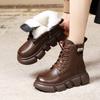 Fur Integrated Snow Boots Women's Winter Short Boots Women's Real Soft Leather Velvet Warm Thickened Soles Martin Boots Women's Cotton Shoes Women