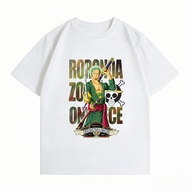Unisex's Clothing New 100% Cotton Breathable Summer T-Shirt One Piece Zoro Print Casual Streetwear Unisex's T-Shirt