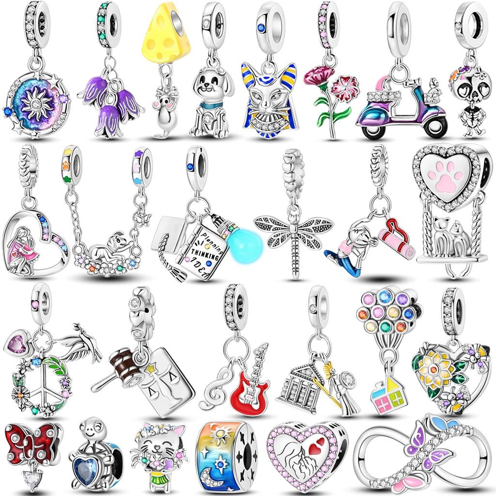 Newest Charms Bead Copper Lovely Cat Moon Eternal Love Heart Dangle Fit Original Fashion Bracelets Diy Jewelry