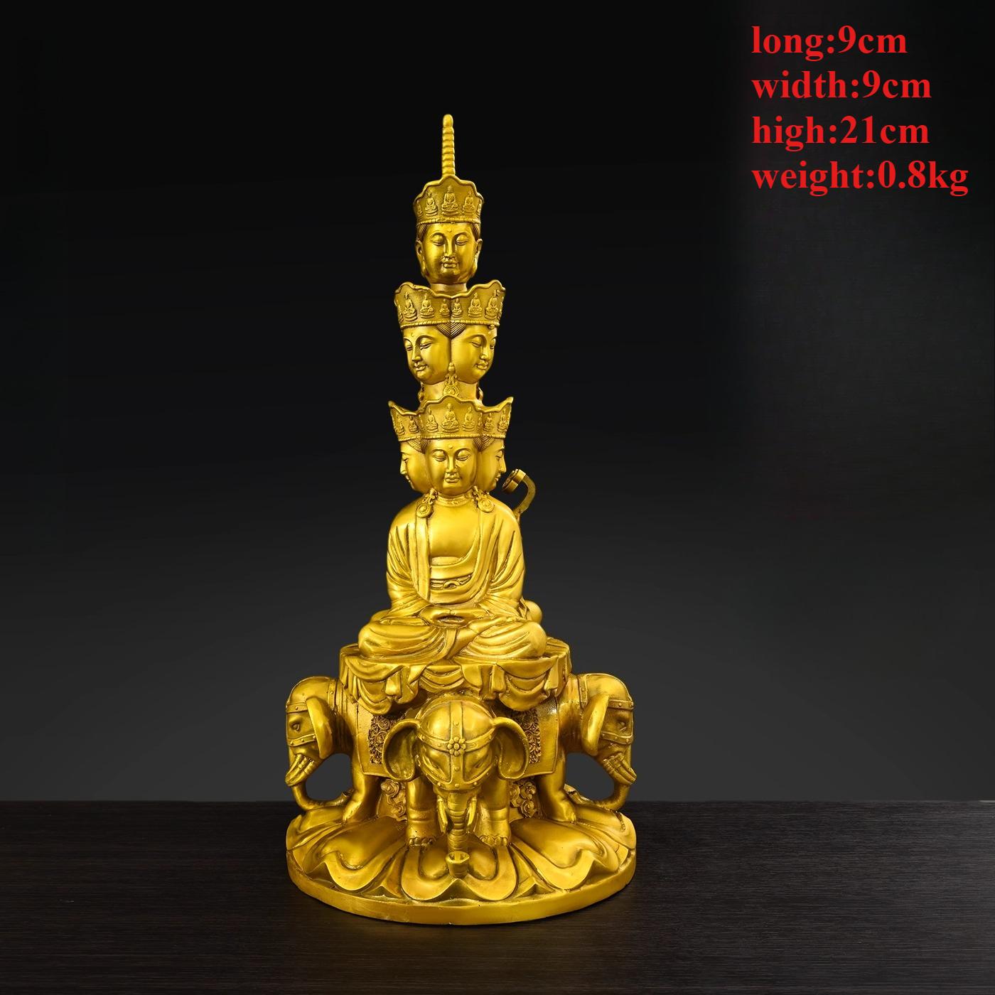 Brass Samantabhadra Bodhisattva Statue Buddhist Statue Decorative Home Entryway Display